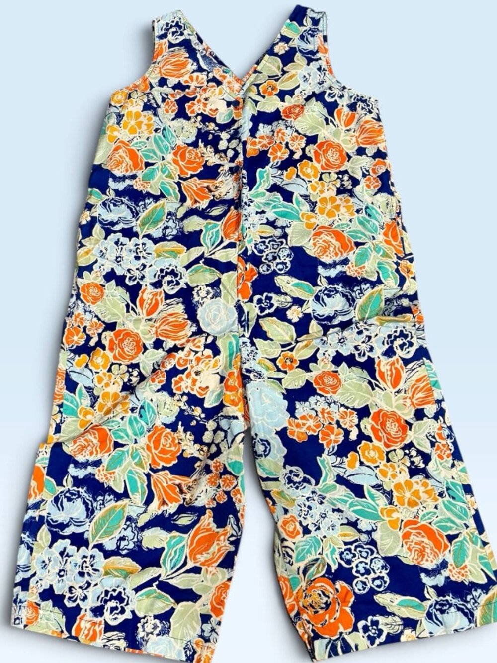 Lucy & Yak Finn Jumpsuit in Blue Floral Print UK18 US14